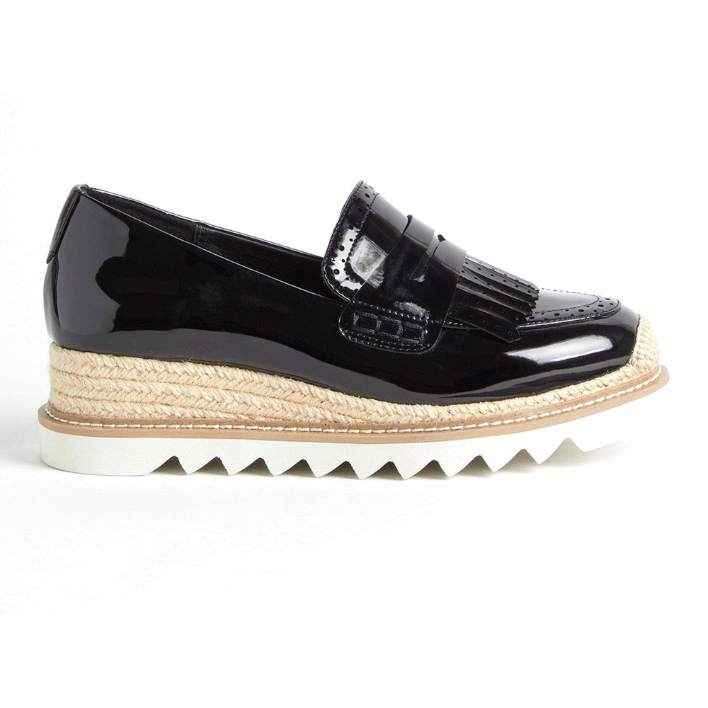 New Torrid 8WW Wide Width Punk Rockabilly Black Patent Espadrille Oxford Shoes‎